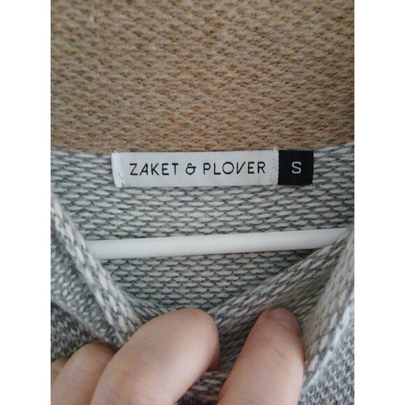 Zaket & Plover Womens S Wool Cotton Blend Gray Colorblock Knit Sweater Cozy Gray - Picture 5 of 7
